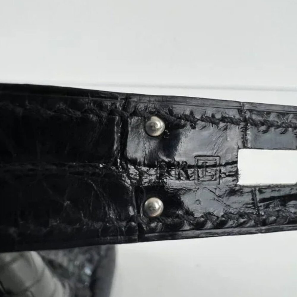 Hermes Shiny Porosus Crocodile Skin Birkin 35 w Palladium HW in Noir or Black - Picture 12 of 13
